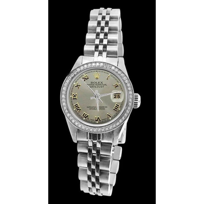 Datumjust roestvrijstalen jubileumarmband Romeinse wijzerplaat dame Rolex horloge diamant
