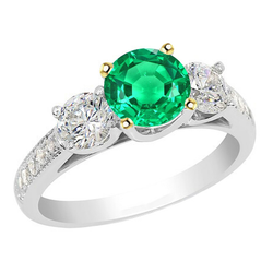 14 Karaat Tweekleurig Goud Fijne Smaragd Edelsteen Ring