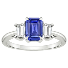 Afbeelding in Gallery-weergave laden, Diamant 3 Stenen Ring Smaragd Ceylon Saffier &amp; Diamant 3,50 Karaat
