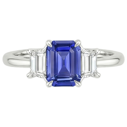 Diamant 3 Stenen Ring Smaragd Ceylon Saffier & Diamant 3,50 Karaat