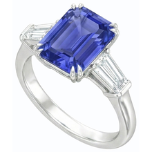 Afbeelding in Gallery-weergave laden, Diamant 3 stenen trouwring Emerald Ceylon Sapphire 3,50 karaat
