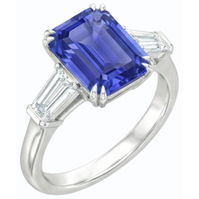 Afbeelding in Gallery-weergave laden, Diamant 3 stenen trouwring Emerald Ceylon Sapphire 3,50 karaat
