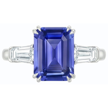 Afbeelding in Gallery-weergave laden, Diamant 3 stenen trouwring Emerald Ceylon Sapphire 3,50 karaat

