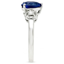 Afbeelding in Gallery-weergave laden, Diamant 3 stenen verlovingsring hart blauwe saffier 2,25 karaat
