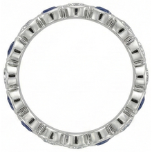 Afbeelding in Gallery-weergave laden, Diamant Eeuwigheid Band 2 Karaat Omlijsting Set Ronde Blauwe Saffier Dames

