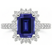 Afbeelding in Gallery-weergave laden, Diamant En Saffier Verlovingsring
