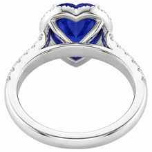 Afbeelding in Gallery-weergave laden, Diamant Halo Hart Srilanka Saffier Ring 3.50 karaat goud 14K
