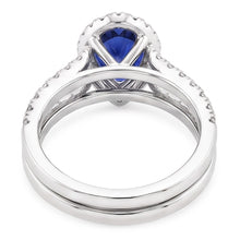 Afbeelding in Gallery-weergave laden, Diamant Halo Peer Sri Lankaanse saffier trouwring set 2,50 karaat
