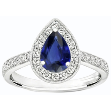 Afbeelding in Gallery-weergave laden, echte round saffier 4.50karaat ring close-up detail
