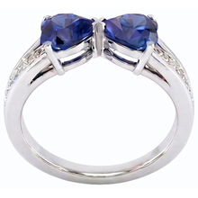 Afbeelding in Gallery-weergave laden, Diamant Hart 2 Steen Blauwe Saffier Ring 3.50 karaat goud 14K sieraden
