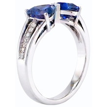 Afbeelding in Gallery-weergave laden, Diamant Hart 2 Steen Blauwe Saffier Ring 3.50 karaat goud 14K sieraden
