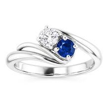 Afbeelding in Gallery-weergave laden, Diamant Ronde Blauwe Saffier Bypass Instelling Ring 1,50 karaat
