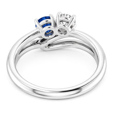 Afbeelding in Gallery-weergave laden, Diamant Ronde Blauwe Saffier Bypass Instelling Ring 1,50 karaat
