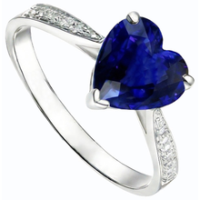 Afbeelding in Gallery-weergave laden, echte round saffier 3.50karaat ring close-up detail
