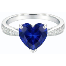 Afbeelding in Gallery-weergave laden, echte round saffier 3.50karaat ring bovenaanzicht
