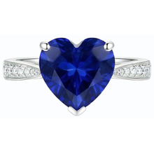 Afbeelding in Gallery-weergave laden, echte round saffier 3.50karaat ring profielweergave
