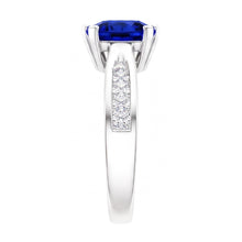 Afbeelding in Gallery-weergave laden, Diamant blauwe saffier edelsteen ring biljoen vormige 2 karaat

