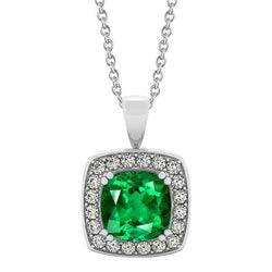 Diamant en groene smaragd hanger met ketting 5,75 karaat