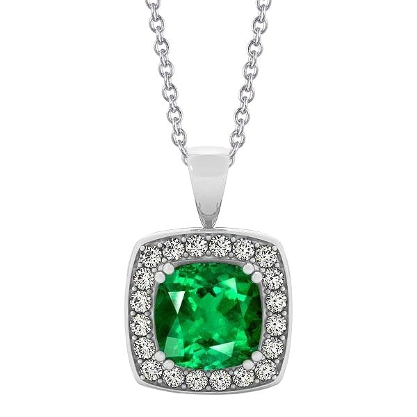 Diamant en groene smaragd hanger met ketting 5,75 karaat