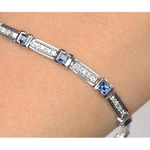 Afbeelding in Gallery-weergave laden, Diamant Dames Armband Ceylon Blauwe Saffier Sieraden
