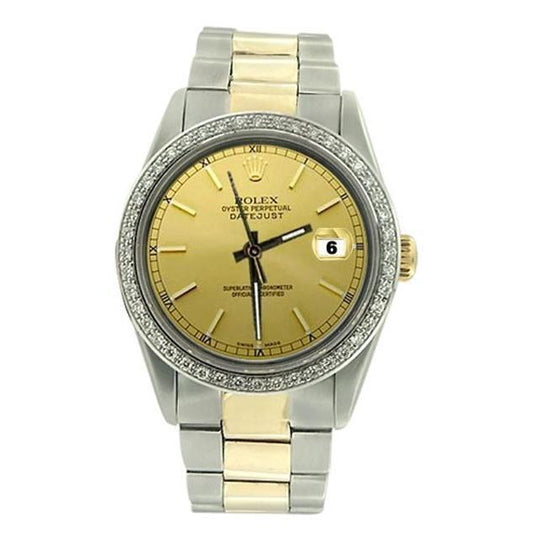 Diamant Rolex datumjust horloge Champagne stok wijzerplaat oester roestvrij staal & gaan SNELLE INSTELLING
