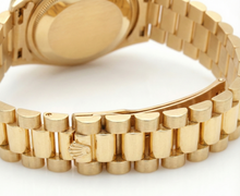 Afbeelding in Gallery-weergave laden, Diamant rand Blauwe Romeinse wijzerplaat Rolex Geelgouden voorzitter Stijl horloge Datumjust
