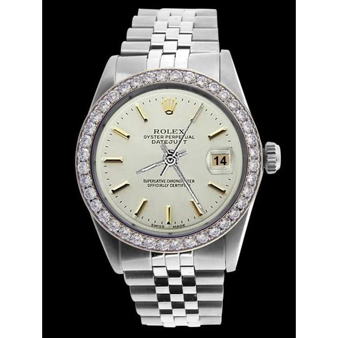 Diamant rand Datumjust Horloge Heren Rolex White Stok Wijzerplaat Roestvrij staal Jubileum SNELLE INSTELLING
