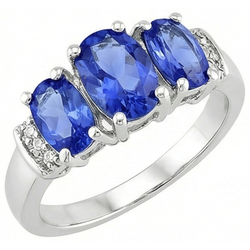 Natuurlijke uit de aarde gewonnen diamanten Ceylonsaffier 5.25 karaat Trouwring Witgoud 14K