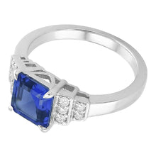 Afbeelding in Gallery-weergave laden, Diamanten Fancy Ring Asscher Geslepen Saffier Edelsteen 3 Karaat Prong Set
