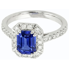 Afbeelding in Gallery-weergave laden, Diamanten Halo Ring Smaragd Sri Lankaanse Saffier 3 Karaat
