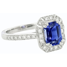 Afbeelding in Gallery-weergave laden, Diamanten Halo Ring Smaragd Sri Lankaanse Saffier 3 Karaat
