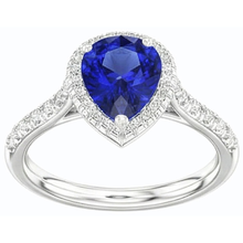 Afbeelding in Gallery-weergave laden, echte round saffier 3.50karaat ring zijaanzicht
