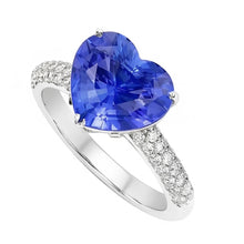 Afbeelding in Gallery-weergave laden, echte round saffier 4.50karaat ring close-up detail
