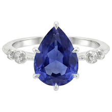 Afbeelding in Gallery-weergave laden, Diamanten Jubileum Peer Ceylon Saffier Ring 5 Steen 2,50 Karaat
