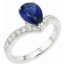 Afbeelding in Gallery-weergave laden, echte round saffier 4karaat ring zijaanzicht
