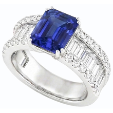 Afbeelding in Gallery-weergave laden, echte radiant saffier 3.50karaat ring zijaanzicht
