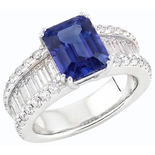 Afbeelding in Gallery-weergave laden, echte radiant saffier 3.50karaat ring bovenaanzicht
