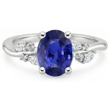 Afbeelding in Gallery-weergave laden, Diamanten Ring Ovale Blauwe Saffier Met Markiezin &amp; Ronde Stenen 4 Karaat
