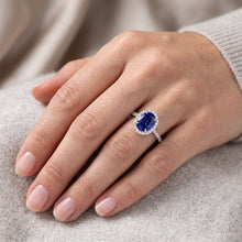 Afbeelding in Gallery-weergave laden, Diamanten Ring Saffier Halo
