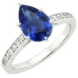 Natuurlijke uit de aarde gewonnen diamanten ring solitaire peer Ceylonsaffier met accenten 7.25 karaat