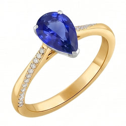 Diamanten Sieraden Ring Peervormige Ceylon Sapphire 2.50 Karaat