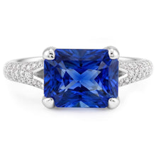 Afbeelding in Gallery-weergave laden, Diamanten Sieraden Stralende Saffier Ring Pave Split Shank 4 Karaat
