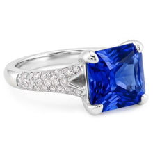 Afbeelding in Gallery-weergave laden, Diamanten Sieraden Stralende Saffier Ring Pave Split Shank 4 Karaat
