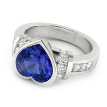 Afbeelding in Gallery-weergave laden, Diamanten Trouwring Bezel Set Lichtblauw Saffier 4 Karaats Goud 14K
