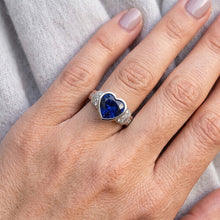 Afbeelding in Gallery-weergave laden, Diamanten Trouwring Bezel Set Lichtblauw Saffier 4 Karaats Goud 14K
