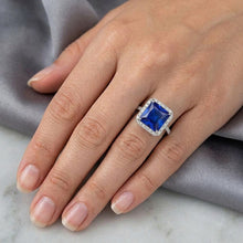 Afbeelding in Gallery-weergave laden, Diamanten &amp; Blauwe Saffier GIA GECERTIFICEERD Verlovingsring met Accenten 7,14 Karaat
