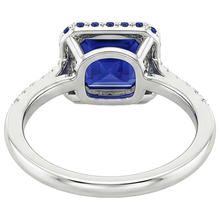Afbeelding in Gallery-weergave laden, Diamanten edelsteen ring Halo prinses blauwe saffier goud 14K 4,50 karaat
