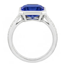 Afbeelding in Gallery-weergave laden, Diamanten edelsteen sieraden bezel set stralende blauwe saffier ring 3 karaat
