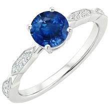 Afbeelding in Gallery-weergave laden, Diamanten edelsteenring Vintage stijl ronde blauwe saffier 2,25 karaat
