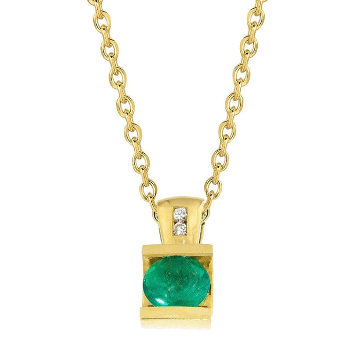 Diamanten & groene smaragd edelsteen hanger ketting 5,10 karaat